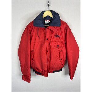 Vintage Mustang Cruiser Class OMC Marine Flotation Bomber Jacket Red Men M